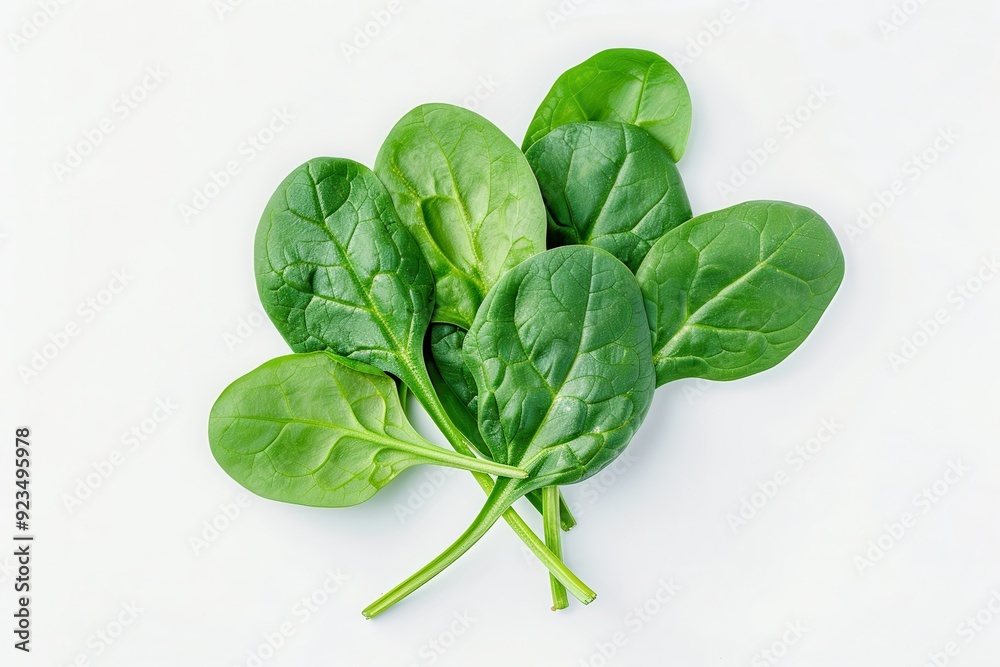 Obraz premium Spinach. Fresh Herb Leaf Isolated on White Background