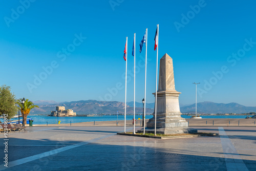 Fototapeta Naklejka Na Ścianę i Meble -  greece old capital nafplion streets shops churches castle and colorful houses quiet hours tourist destination