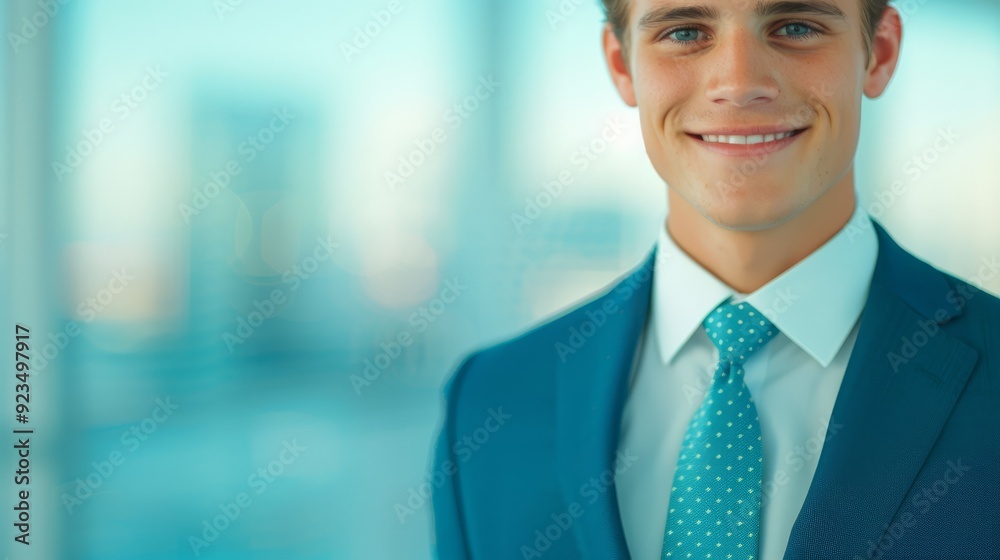 Young Businessman Smiling in Modern Office Young Businessman Smiling in Modern Office
