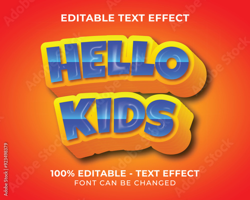 Wallpaper Mural Editable text effect hello kids 3D text effect with orange background Torontodigital.ca