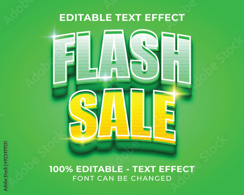 Editable text effect flash sale 3D text effect with green background
