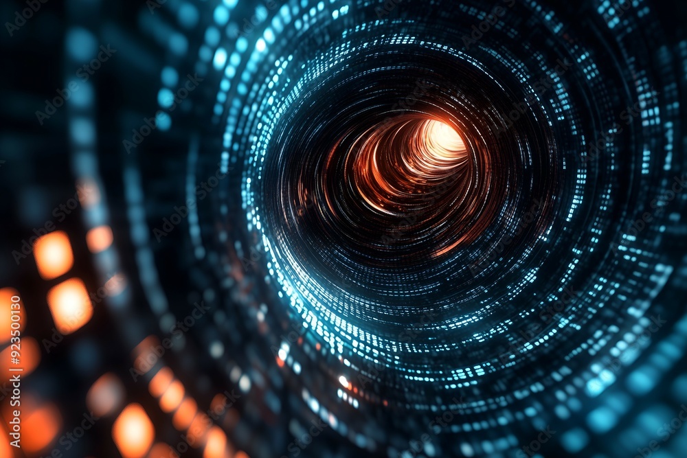 Futuristic Data Tunnel - 3D Abstract Technology Background Futuristic Data Tunnel - 3D Abstract Technology Background