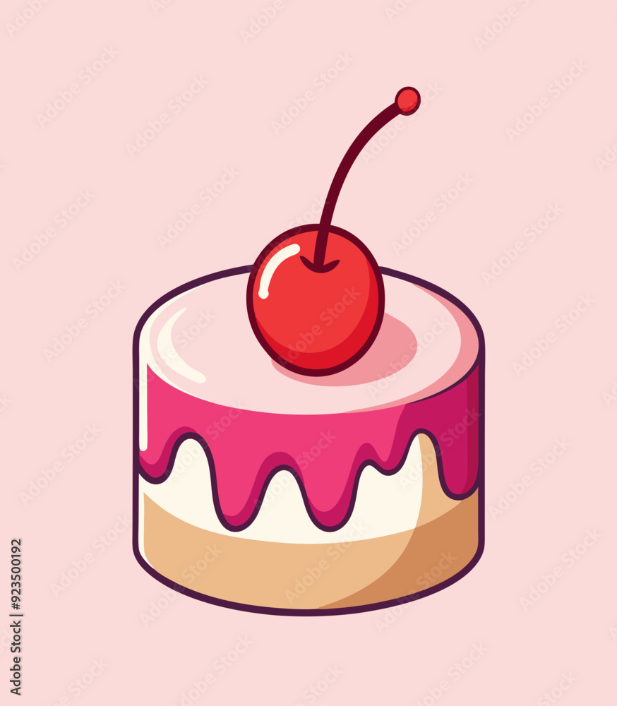 Small pastry cake dessert with a red maraschino cherry stock illustration Small pastry cake dessert with a red maraschino cherry stock illustration