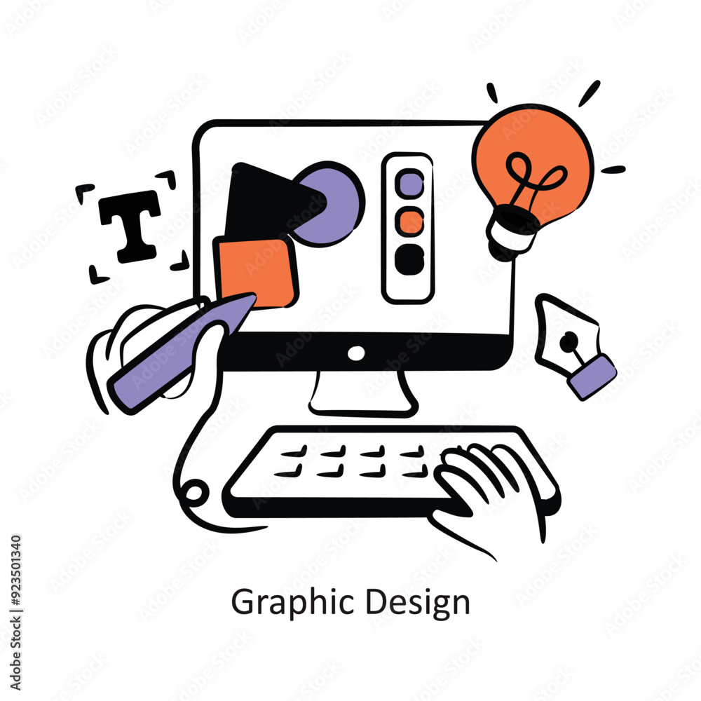 Naklejka premium Graphic Design filled outline Style Design Vector Stock illustration. 