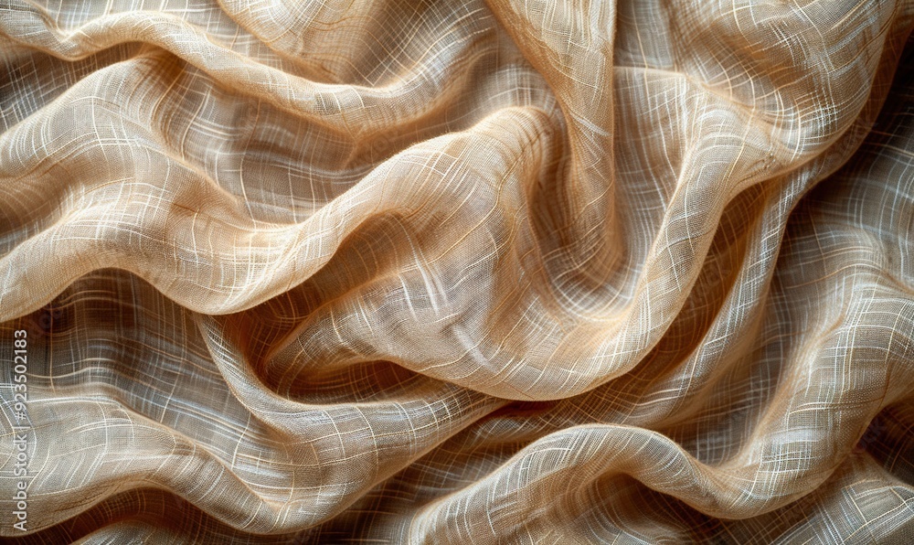 texture of beige fabric as background top view.