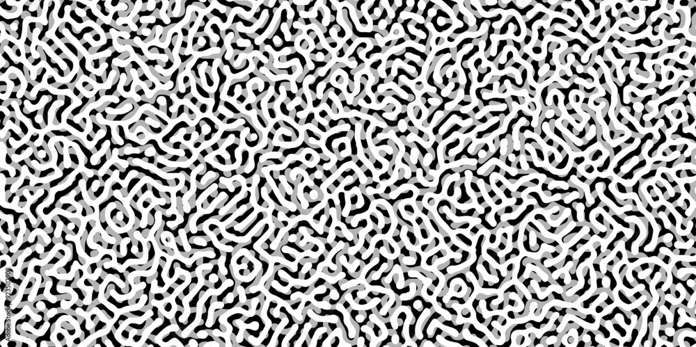 Abstract Turing organic wallpaper with background. Turing reaction diffusion monochrome seamless pattern with chaotic motion. Natural seamless line pattern. Linear design with biological shapes. Abstract Turing organic wallpaper with background. Turing reaction diffusion monochrome seamless pattern with chaotic motion. Natural seamless line pattern. Linear design with biological shapes.