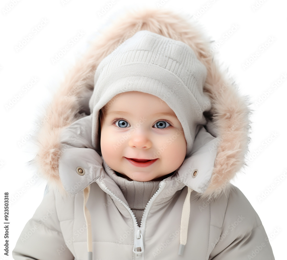 Winter outfit for Caucasian adorable baby girl head shot portrait Winter outfit for Caucasian adorable baby girl head shot portrait