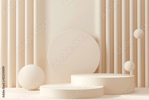 3d rendering of minimal geometric forms. Brown podium for show product,3D rendering Product display podium stand on Brown background. Mock up for the presentation. cylinder. Cosmetic for Beauty
