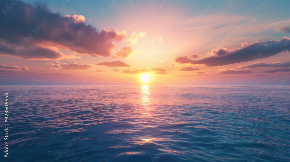 Fototapeta premium Ocean sunset with vibrant sky and calm water