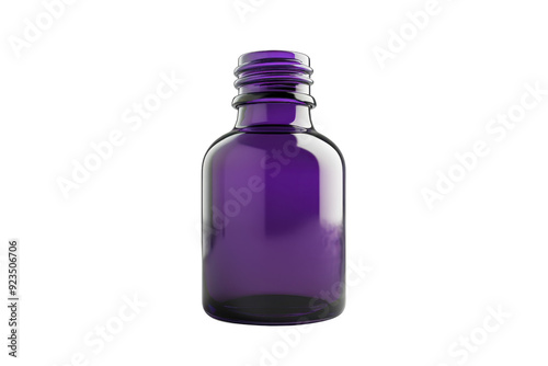 Elegant purple glass bottle isolated on transparent background. perfect for cosmetic, essential oil, or pharmaceutical purposes.