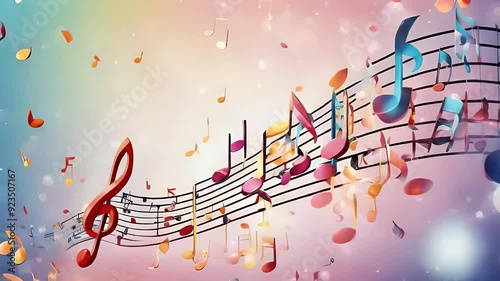 Music background with colorful music notes and Choir Abstract illustration  