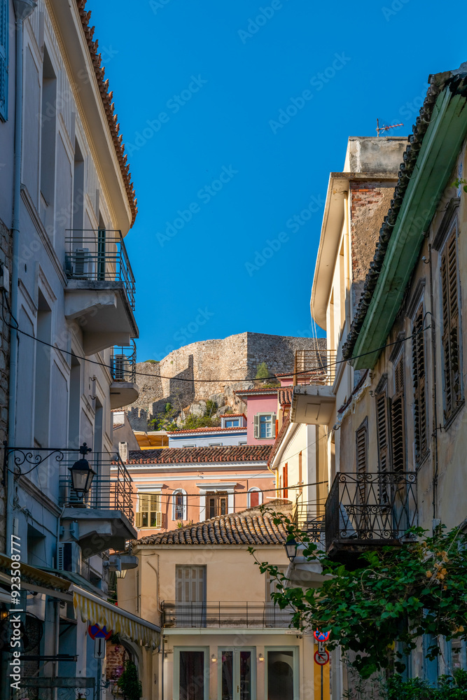 greece old capital nafplion streets shops churches castle and colorful houses quiet hours tourist destination greece old capital nafplion streets shops churches castle and colorful houses quiet hours tourist destination
