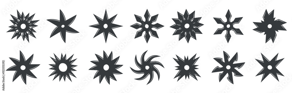 Obraz premium Traditional Japanese ninja stars collection, Vector illustration.