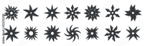 traditional_japanese_ninja_stars_collection, Vector illustration.
