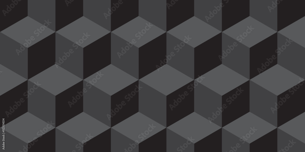 Minimal abstract dark black background from cubes vector art. Geometric tiles and mosaic creative stylish seamless pattern block cube background. minimal hexagon Cubes mosaic shape vector design