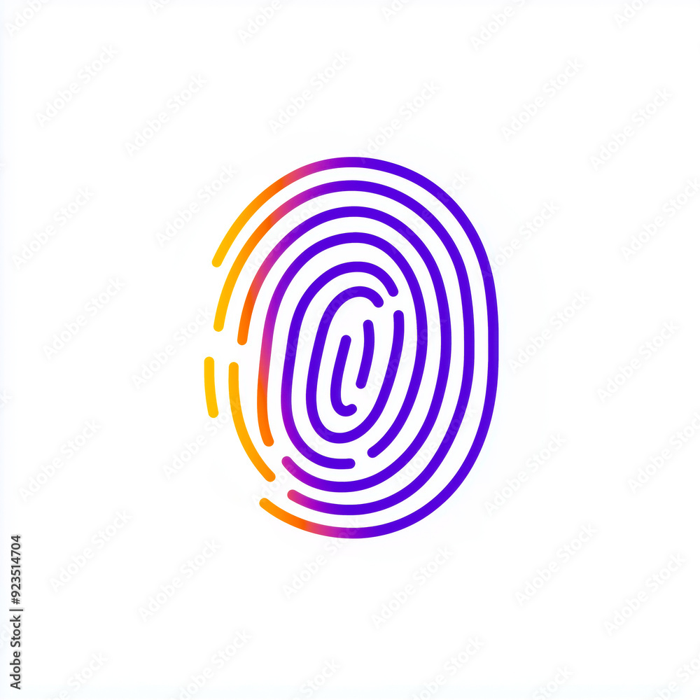 A vibrant gradient fingerprint icon in shades of purple, orange, and pink on a white background, symbolizing identity, security, and authentication A vibrant gradient fingerprint icon in shades of purple, orange, and pink on a white background, symbolizing identity, security, and authentication