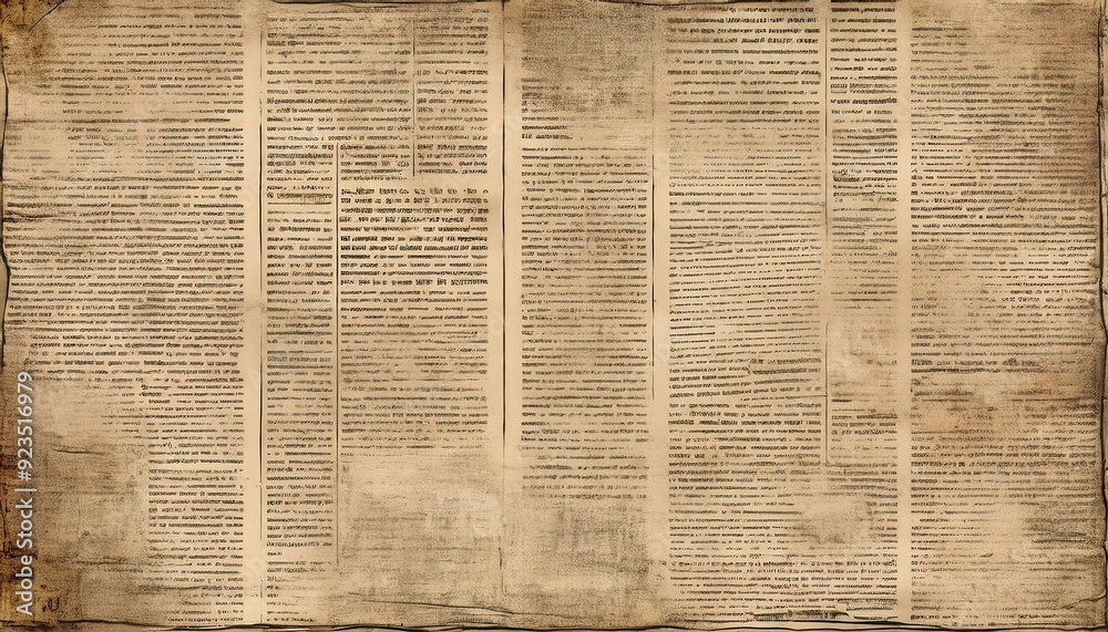 Fototapeta premium Newspaper paper grunge aged newsprint pattern background. Vintage old newspapers template texture, Generated image