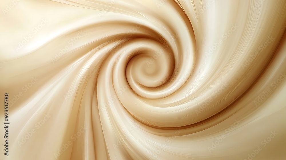 Twirling Brown Cream Swirls Abstract Background with Copy Space