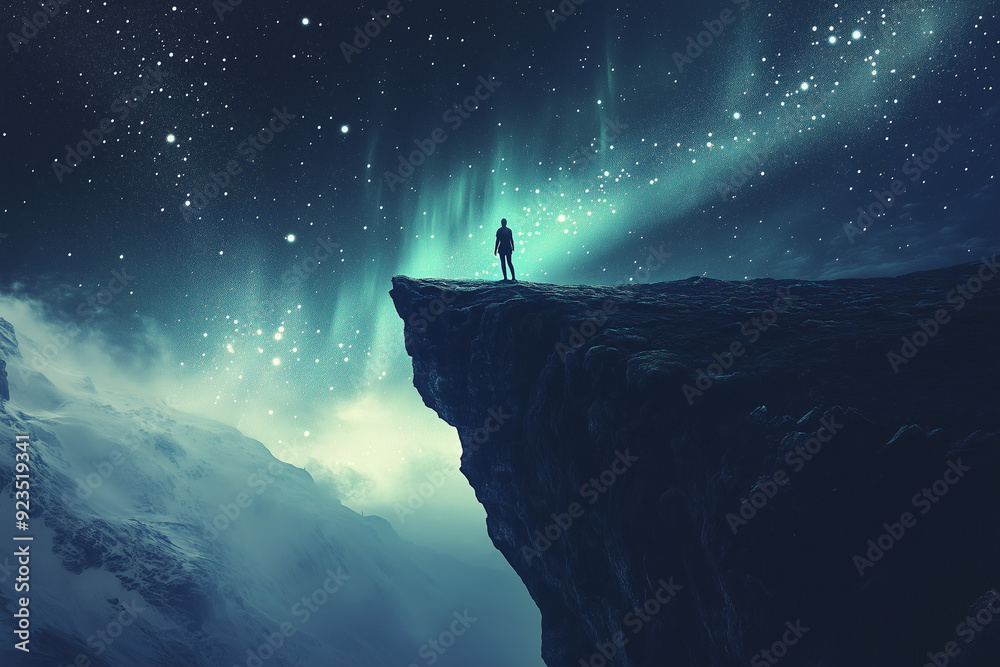 Fototapeta premium person_standing_at_the_rock