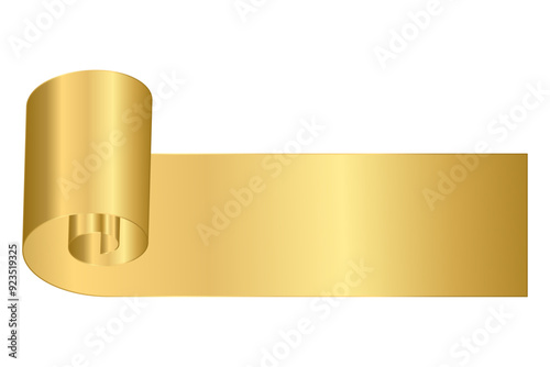 Golden papyrus, old parchment for manuscript or letter. The scroll has been richly decorated with gold since ancient times. Vector illustration.