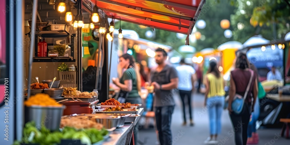 Naklejka premium Nutrient-Rich Food Trucks, Healthy Food Truck Festival Near Me, Food Trucks with Healthy Menus