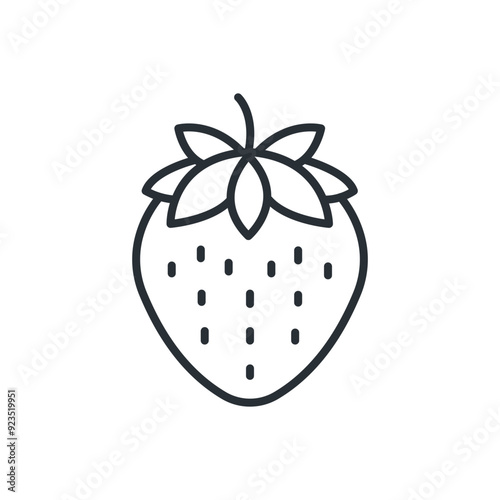 Fresh strawberry fruit line icon. Isolated vector illustration.