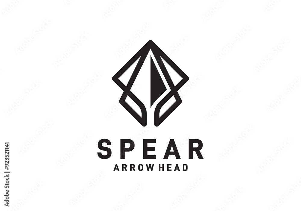 Fototapeta premium abstract spear head logo. adventure, hobby, camping, hunting symbol design inspiration