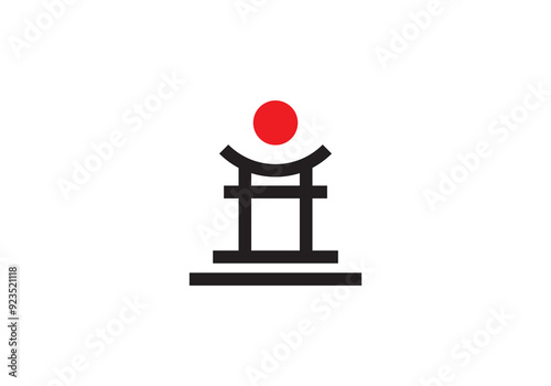 japanese gate culture traditional building logo design