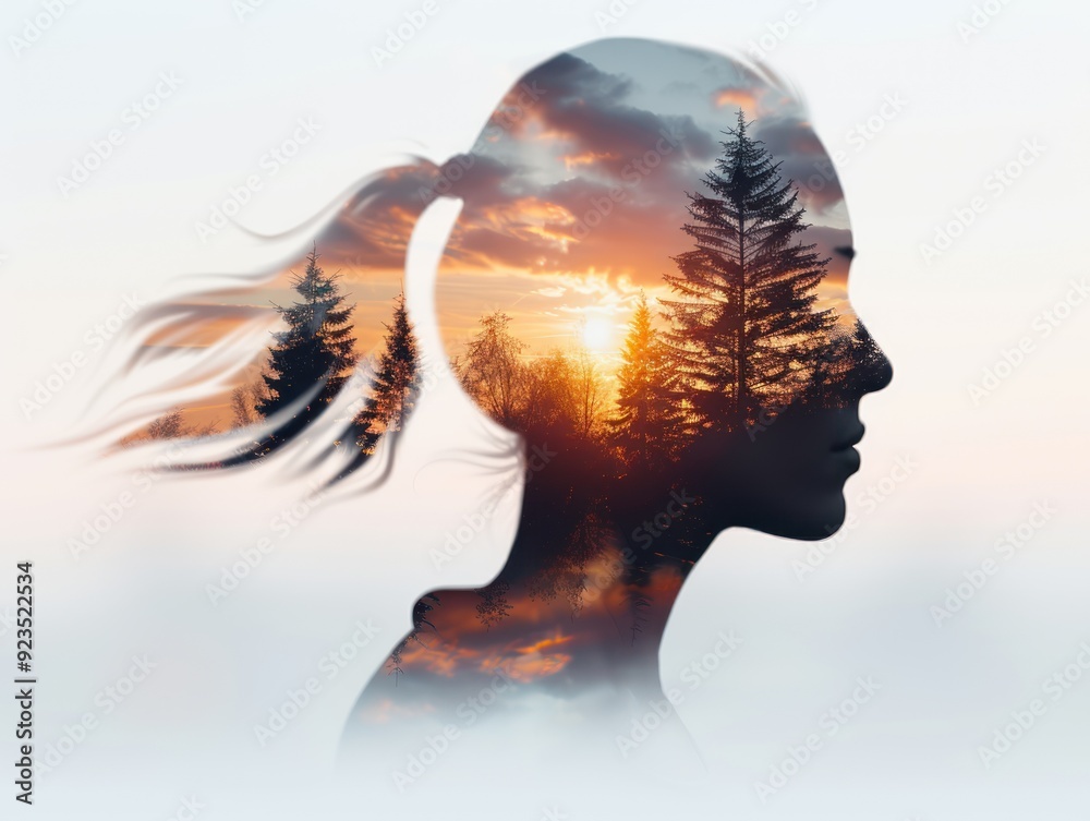 Evening jog in an urban setting, portraying the balance of city life and health focus on urban health futuristic Double exposure cityscape backdrop