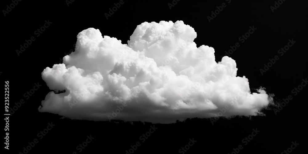 Fluffy, detailed white cloud floating against a deep, dark sky. Fluffy, detailed white cloud floating against a deep, dark sky.