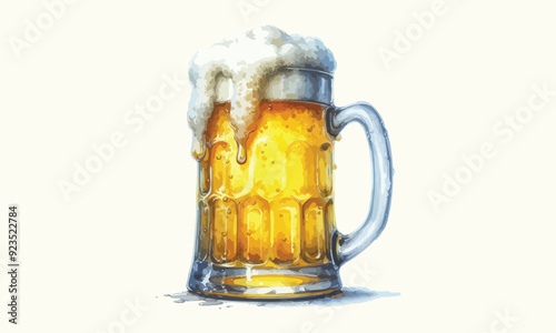 mug beer, free drink, watercolor mugs of beer, alcohol drinks, hand drawn illustration, watercolor mugs of beer