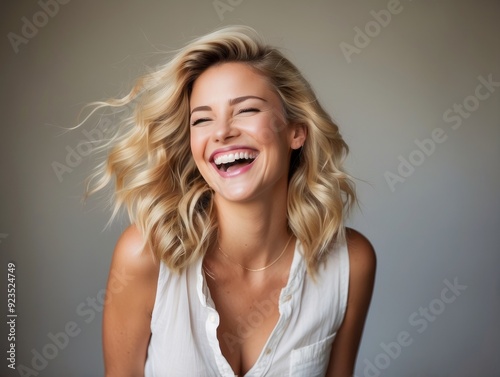 Portrait of a Blonde Woman with a Bright Smile