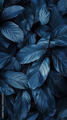 dark blue tropical rainforest leaves