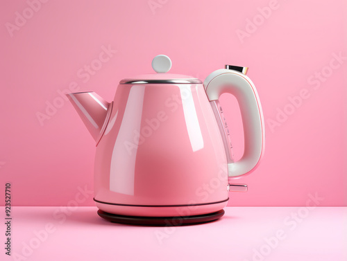 Outstanding Ceramic teapot with cup of fruit tea on white wooden table