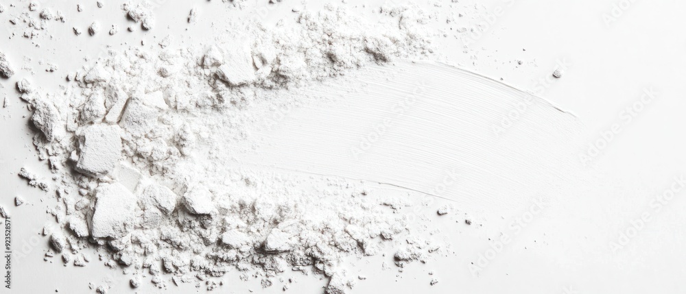 White Powder Spilled and Swiped on White Surface White Powder Spilled and Swiped on White Surface