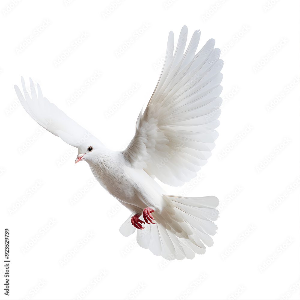 Obraz premium White Dove flying isolated on white background