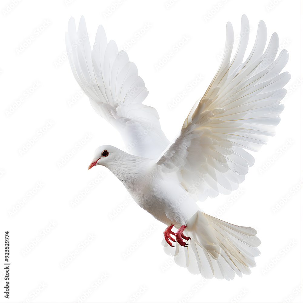 White Dove flying isolated on white background White Dove flying isolated on white background