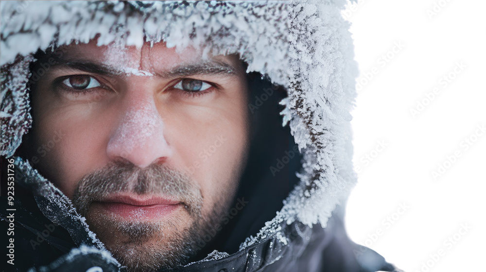 Man in extreme winter conditions transparent background Man in extreme winter conditions transparent background