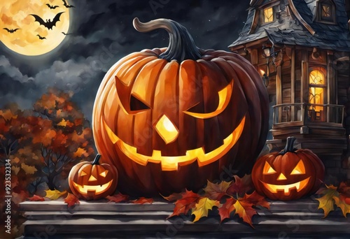 Halloween pumpkin graphics background Halloween scene