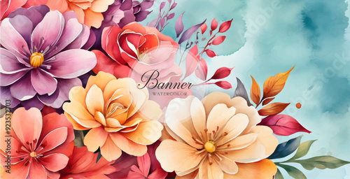 Watercolour Painting Of Colourful Flowers Background