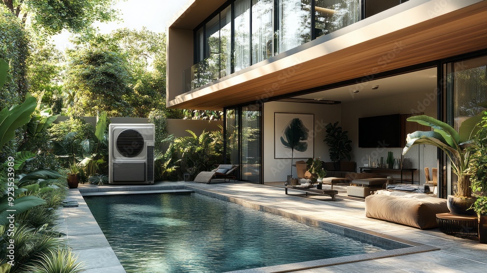 custom made wallpaper toronto digitalA stunning outdoor area showcases a modern pool embraced by vibrant foliage, inviting relaxation and connection with nature