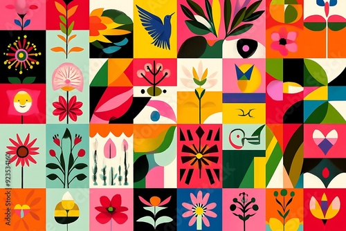National hispanic heritage month banner with tropical flowers. 