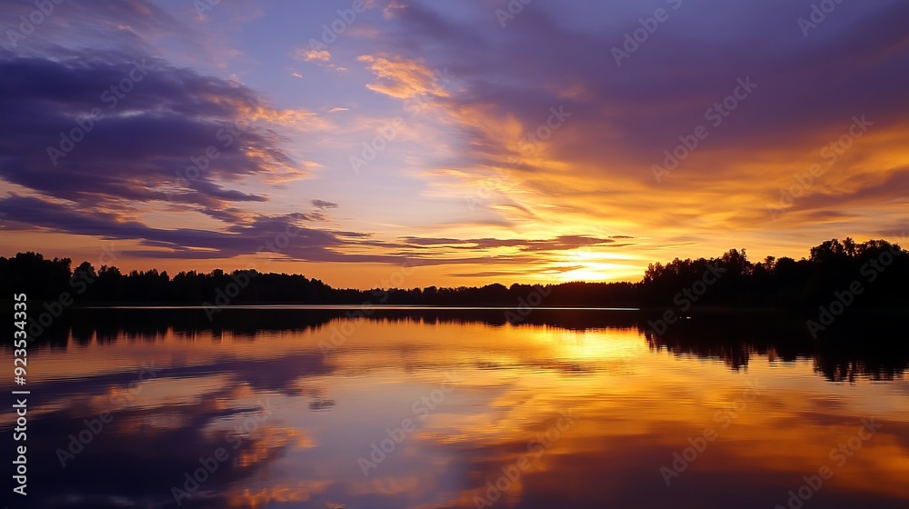 Obraz premium Serene Sunset Over Lake