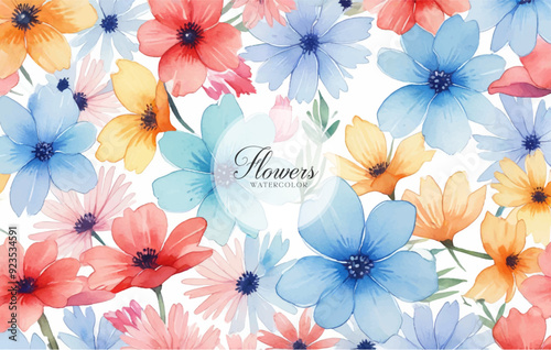 Seamless pattern - repeatable texture of abstract colorful flowers on white background	