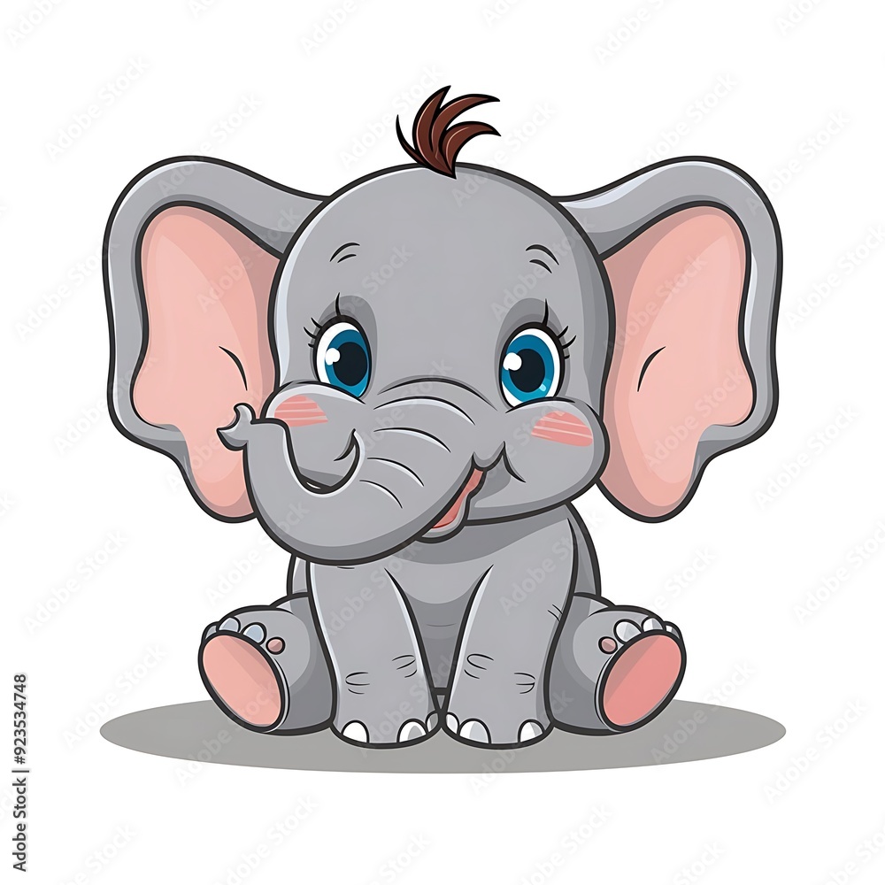 Naklejka premium Happy cute elephant cartoon isolated on white background