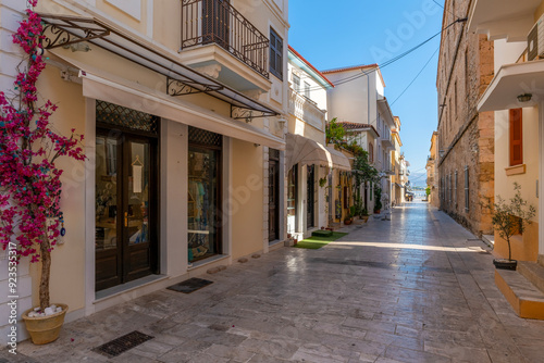 Fototapeta Naklejka Na Ścianę i Meble -  greece old capital nafplion streets shops churches castle and colorful houses quiet hours tourist destination