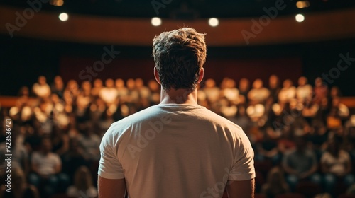 Audience Listening to Speaker in Theater