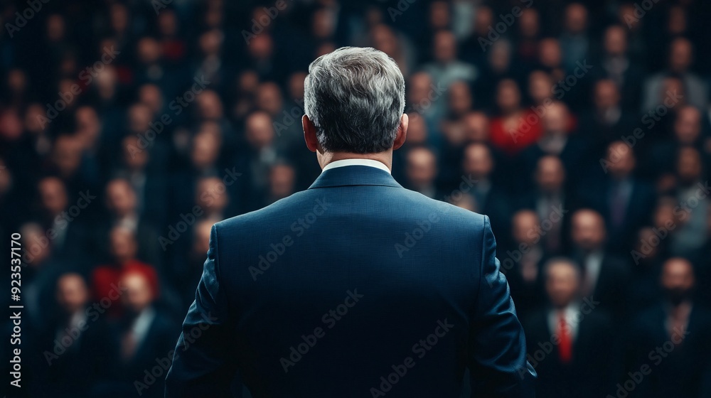 Businessman Giving Speech to Audience Businessman Giving Speech to Audience