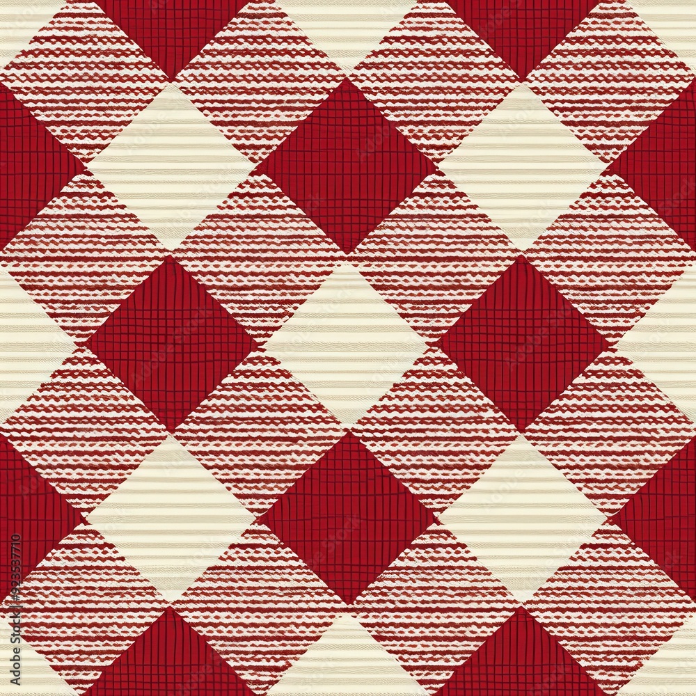 A simple checkered pattern. Christmas Packing, Textile, Red, White A simple checkered pattern. Christmas Packing, Textile, Red, White