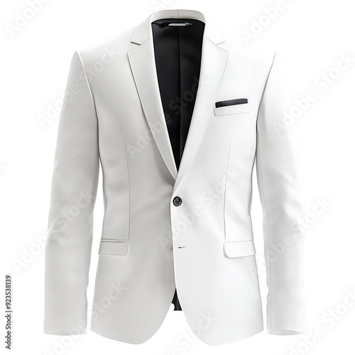 Men's white classic blazer jacket isolated on transparent or white background 
